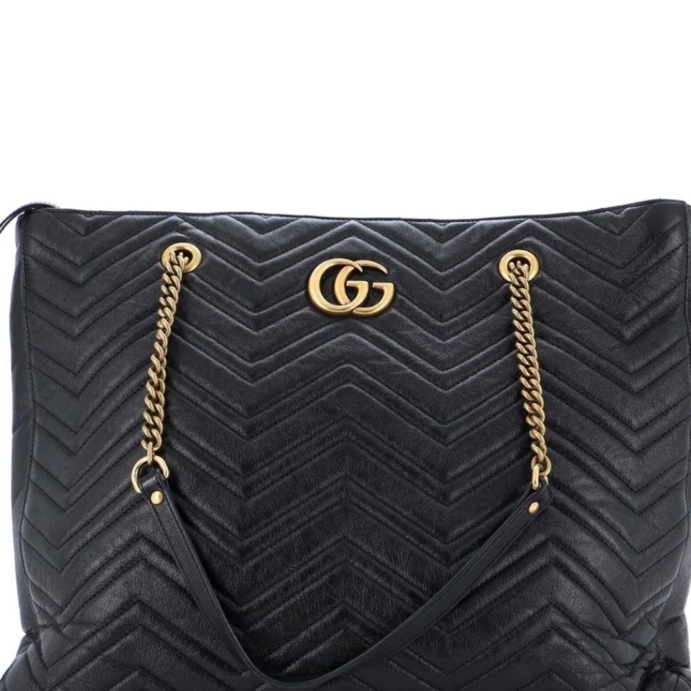 Gucci Large Tote Black Quilted Leather Tote Bag and Sandal